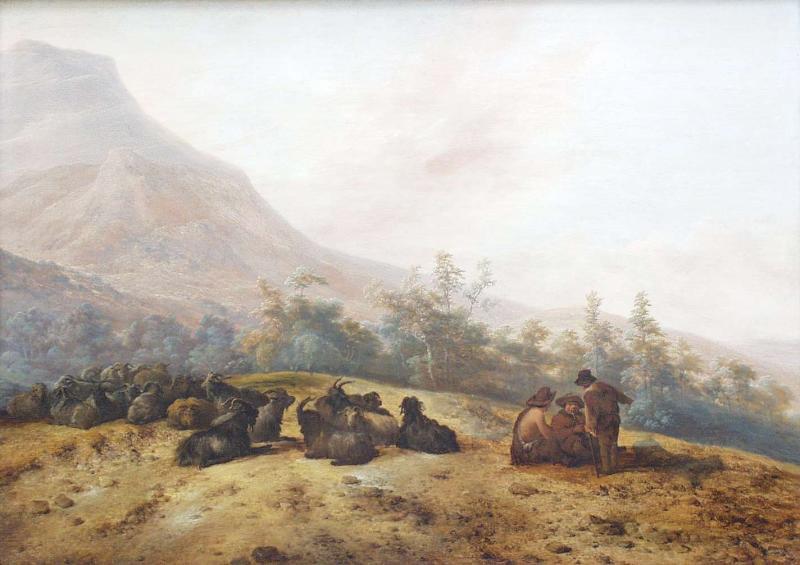 Jacobus Mancadan Mountain landscape with shepherds